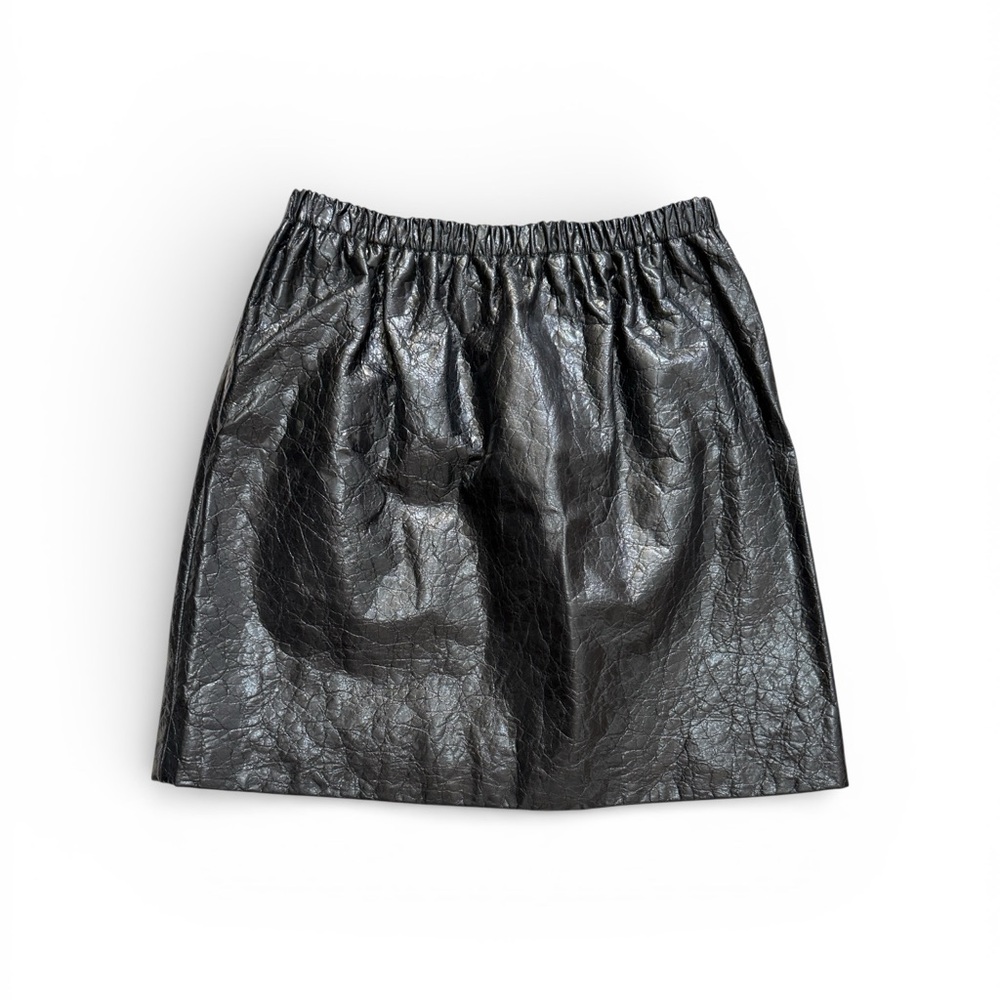 Miu Miu Black Textured Crinkle Leather Mini Skirt - Vintage - size 40 - EUC